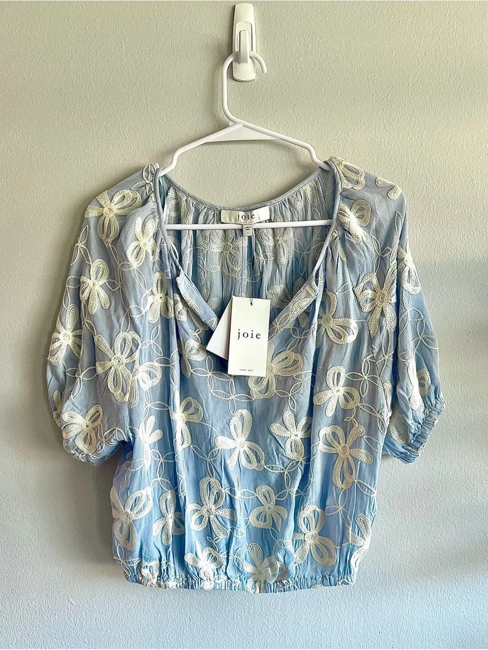 NWT Joie Blue Embroidered Floral Matching Set — Top & Shorts Women’s M